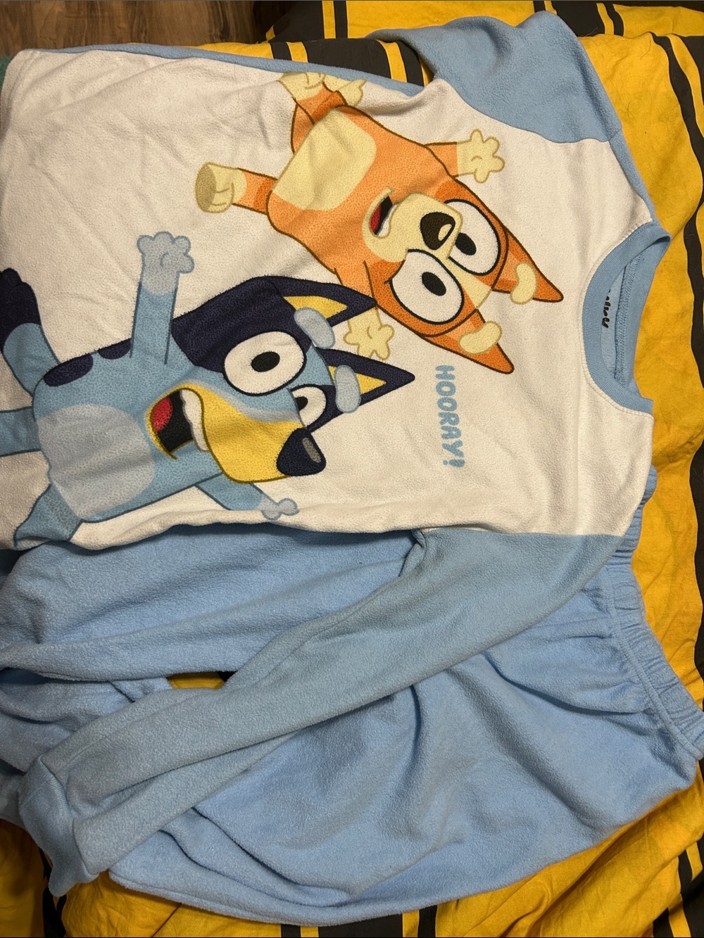 Light Blue Kids Pajama Set with Cartoon Dog Characters